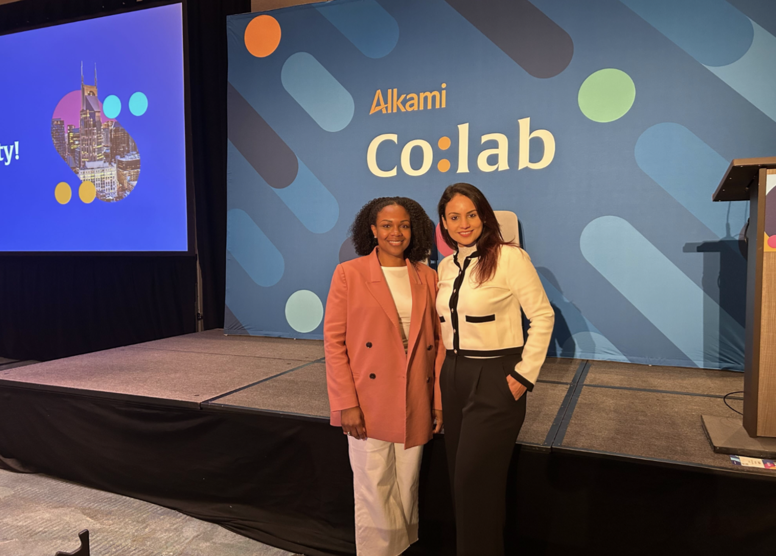 Women in banking engineering leaders discussing quality improvements in the Alkami digital banking platform
