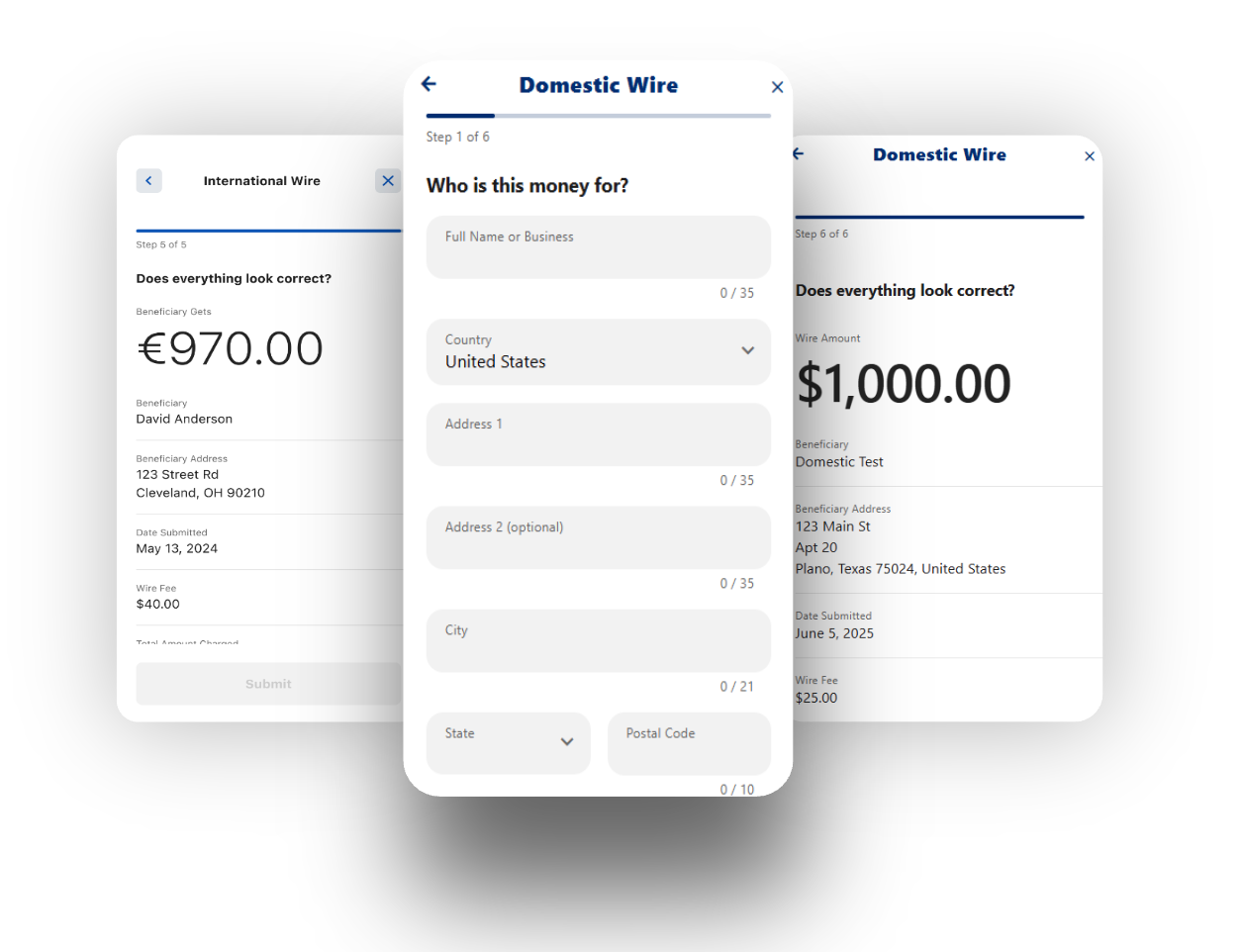 Examples of the updated retail wire experience highlighting the new designs and flow. 