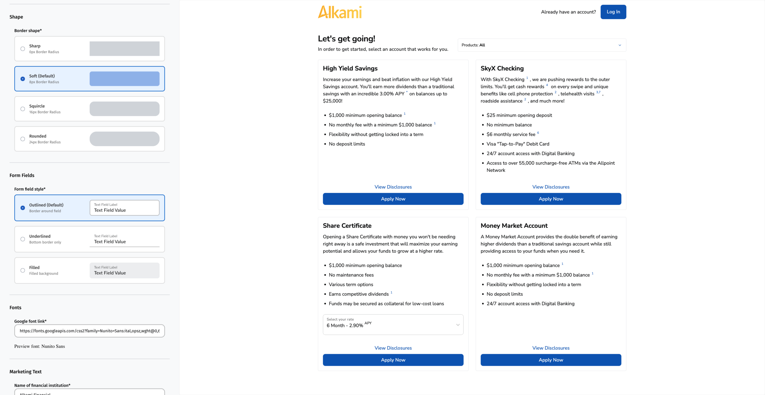 Financial institutions can align the branding of the account opening experience to match the digital banking experience.