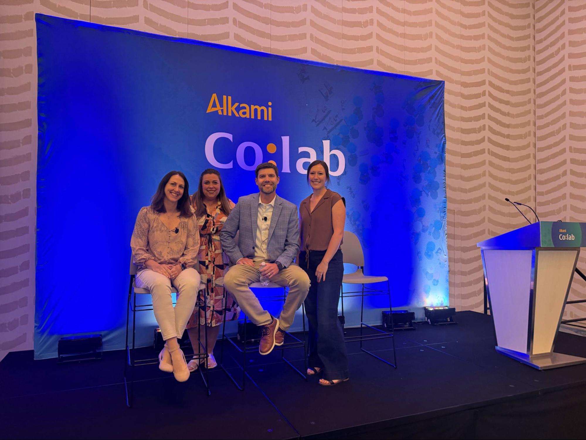 Panelists Kristen Bryce, Christine Barry, Cassandra Tucker, and Craig Dose speak during a session on missed revenue opportunities in business banking solutions.