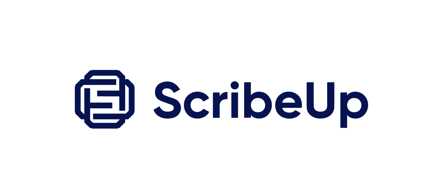 ScribbleUp logo: dark blue geometric icon to the left and the word 'ScribbleUp' in bold blue text to the right.