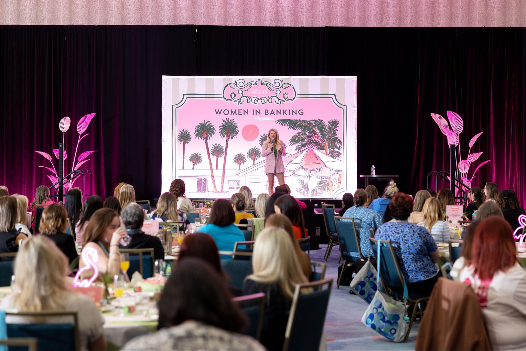 women-in-banking_the-girl-banker - Alkami Technology The Girl Banker keynote on stage during the 4th annual Alkami Co:lab Women in Banking Session