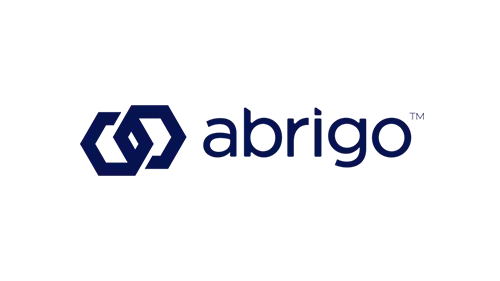 Abrigo logo with a blue hexagonal icon on the left and the word 'abrigo' in blue on the right.
