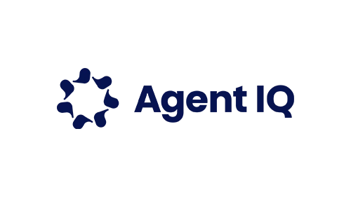 AgentIQ logo with a blue gear-like badge to the left of the blue 'AgentIQ' wordmark.