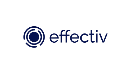 Effectiv logo: blue wordmark with a circular target-like icon on the left.