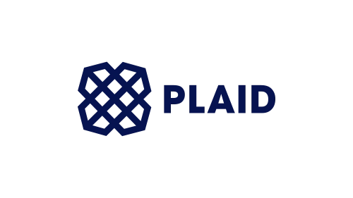 Plaid logo: blue geometric knot emblem beside the word PLAID.