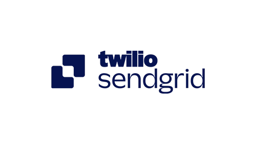 Twilio SendGrid logo in blue on a black background.