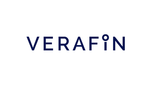 Blue logo text 'VERAFIN' centered on a black background.