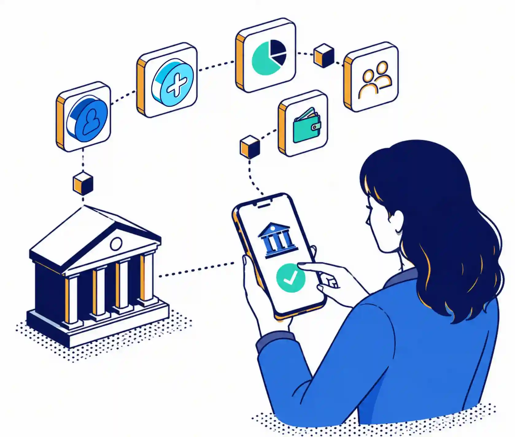 mobile-banking-app_compressed - Alkami Technology Woman using mobile banking app connected to financial tools through secure open banking APIs and seamless account-sharing integrations.