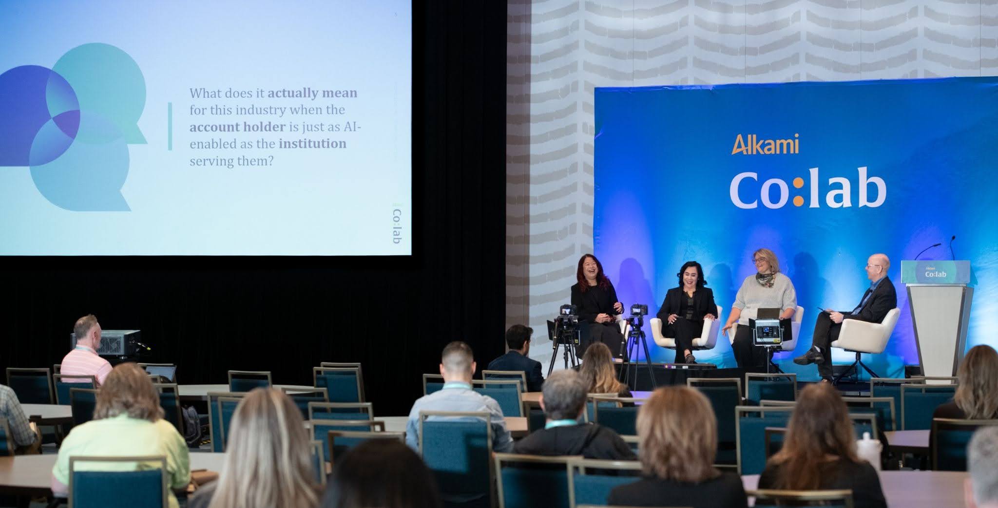 Theo-colab-AI-panel - Alkami Technology Industry experts Theo Lau, Tiffani Montez, Jennifer White, and Jim Perry explore consumer preferences and their adoption of AI solutions.