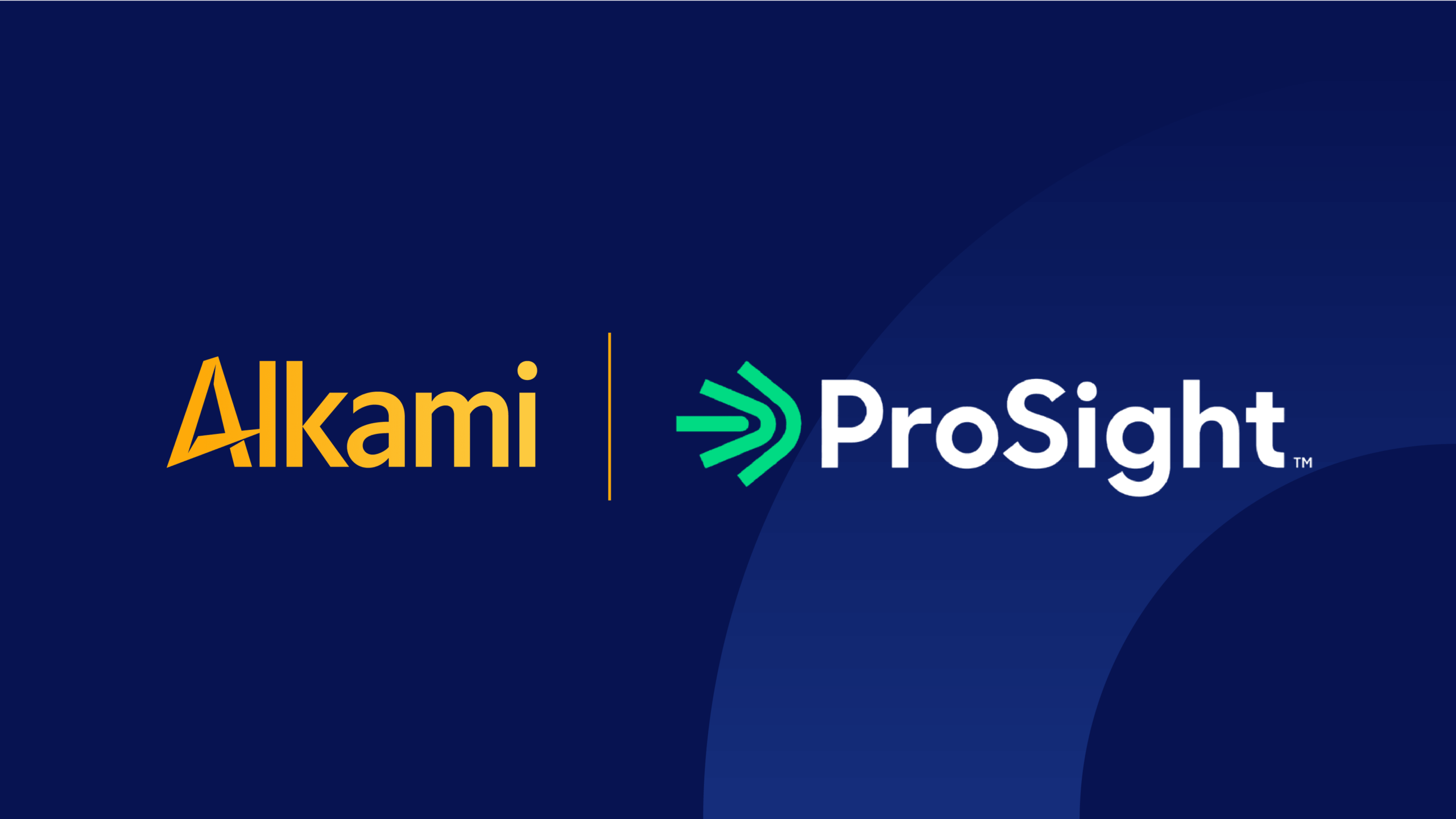 Alkami and ProSight logos on a dark blue banner with an orange divider separating them