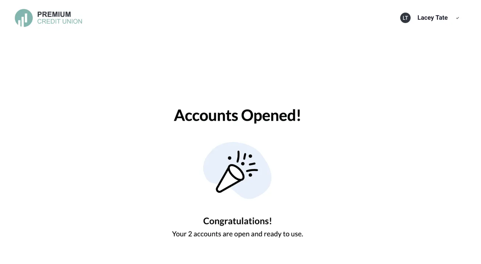 accounts-opened - Alkami Technology MANTL account opening interface showing two accounts opened online in real time