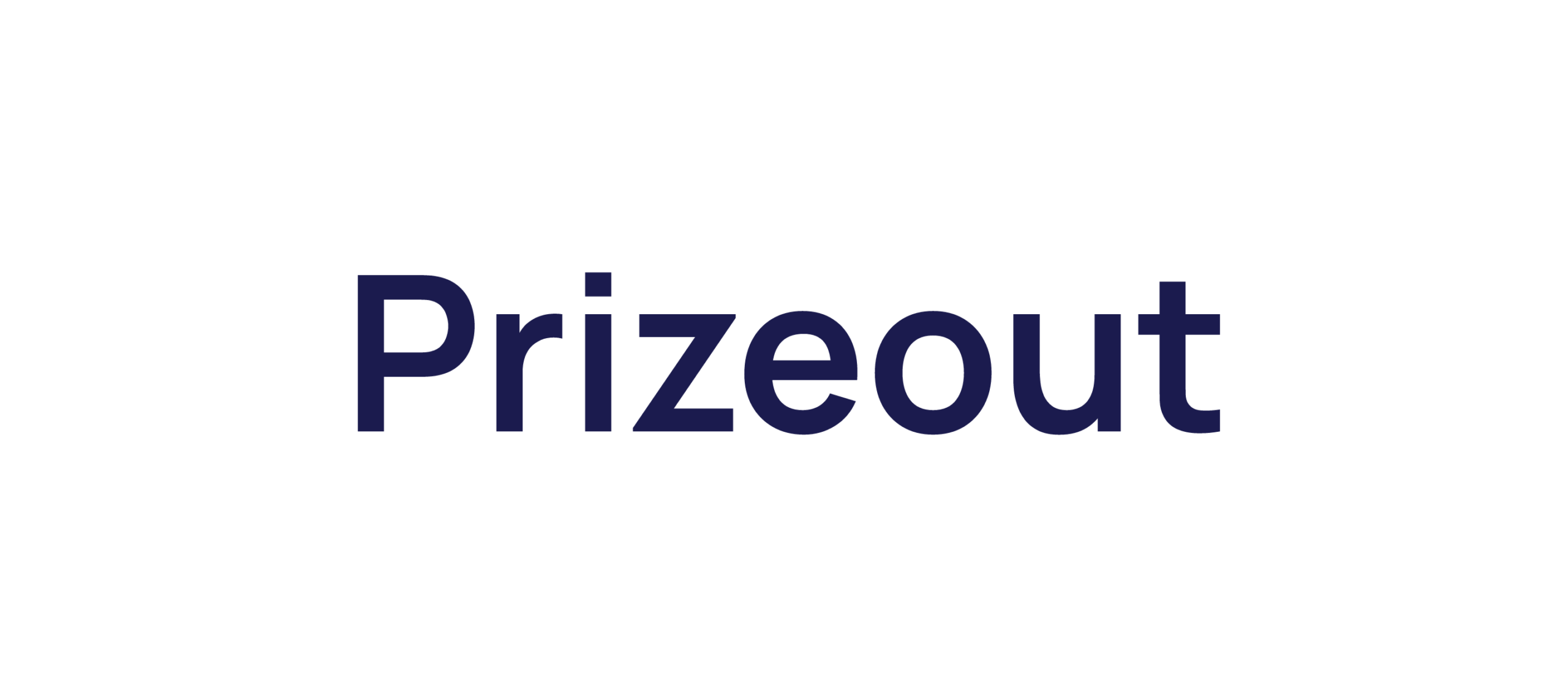 Prizeout logo in dark blue on a black background